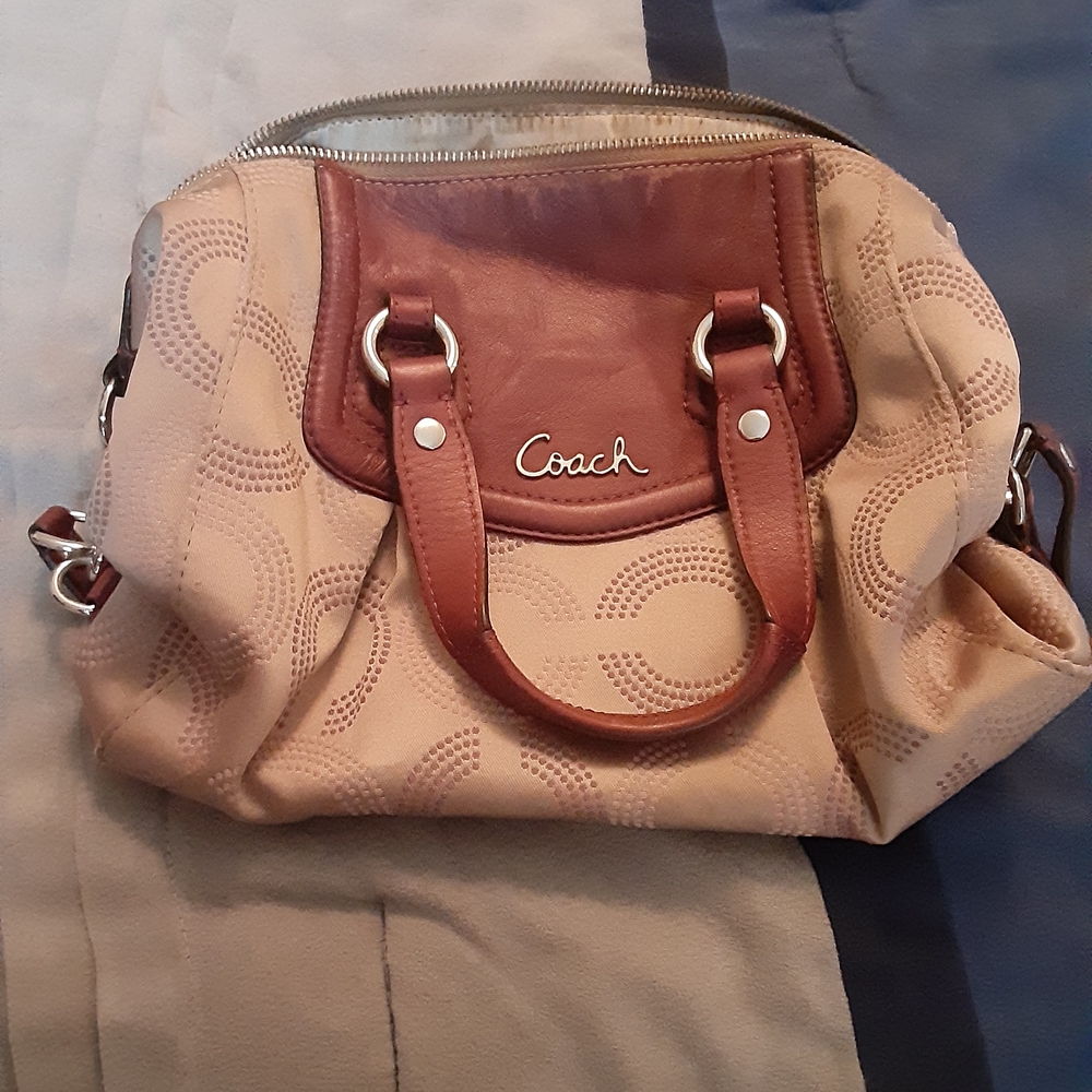 Coach Beige and Plum Satchel